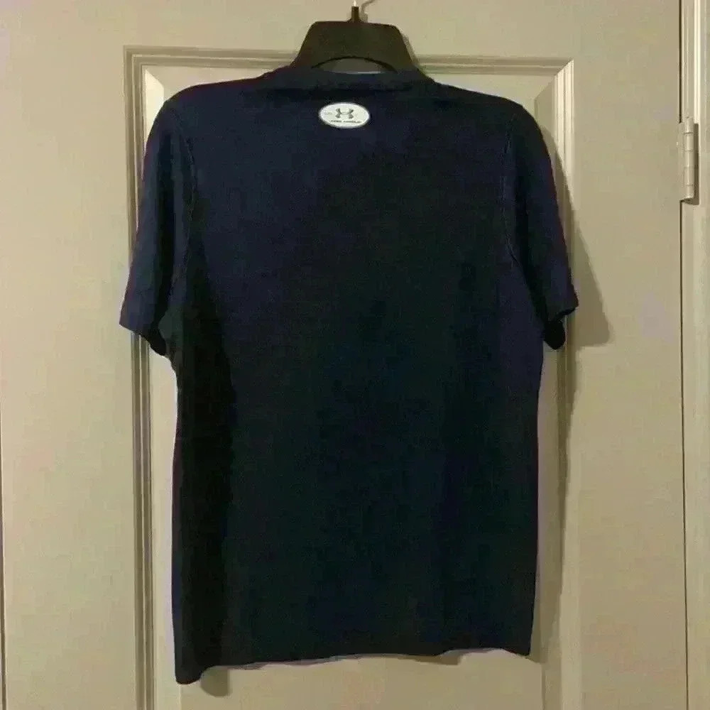 Under Armour Kids‎ HeatGear Fitted Short Sleeve Athletic Shirt Navy Blue MD - Picture 4 of 4